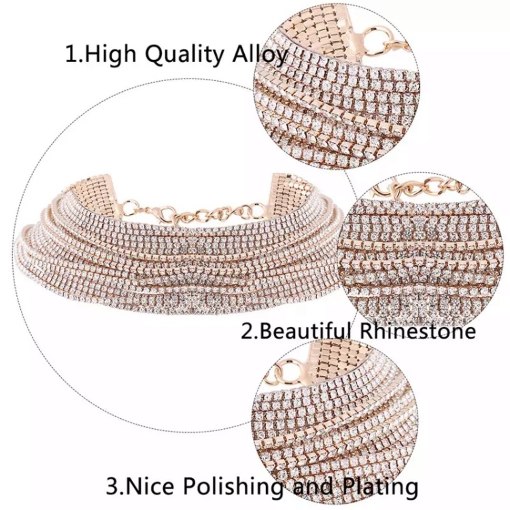 New! Gold Multilayer Statement Necklace - Picture 7 of 10